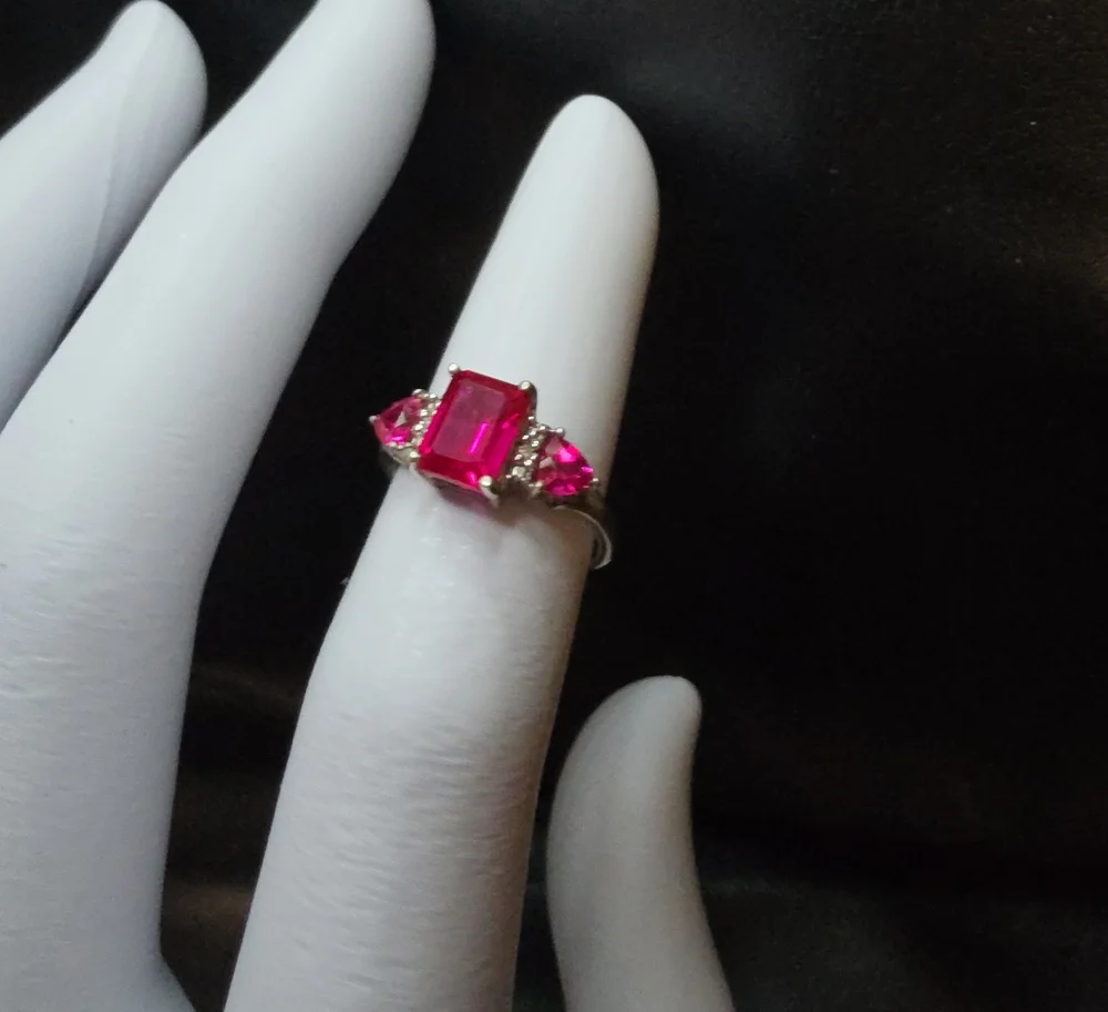 925 And Three-Stone Ruby Ring